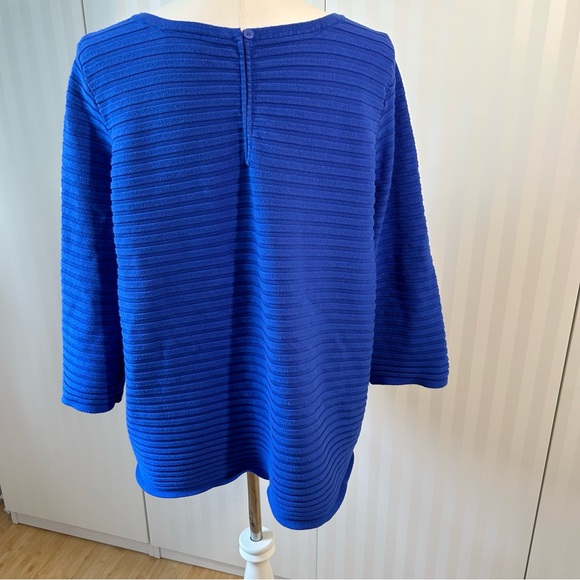 Lane Bryant cobalt blue soft ribbed sweater back button closure Size 22/24 - Picture 4 of 8